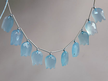 Blue Quartzite Tulip Hammered Faceted Cut Beads | Flower Briolette Beads