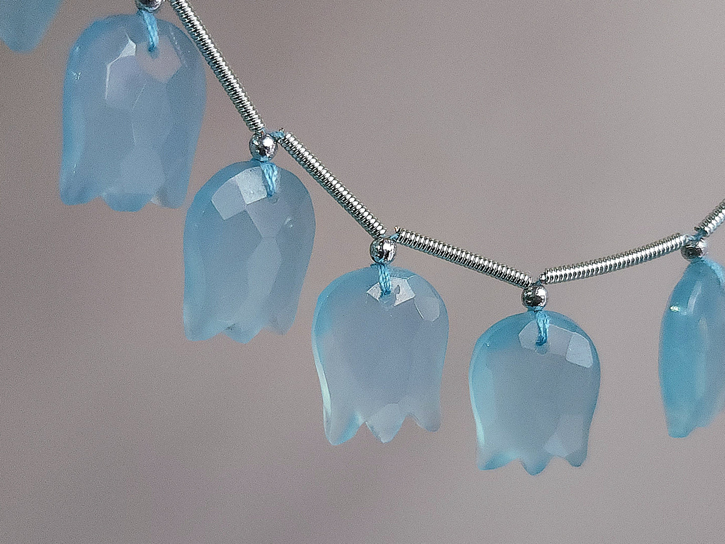 Blue Quartzite Tulip Hammered Faceted Cut Beads | Flower Briolette Beads