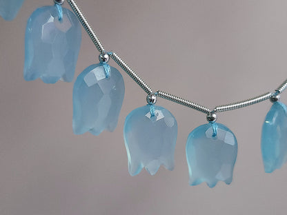 Blue Quartzite Tulip Hammered Faceted Cut Beads | Flower Briolette Beads