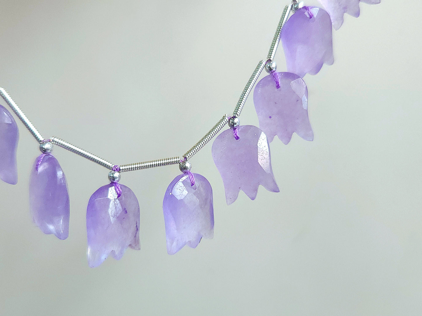 Purple Quartzite Tulip Hammered Faceted Cut Beads | Flower Briolette Beads