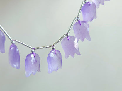 Purple Quartzite Tulip Hammered Faceted Cut Beads | Flower Briolette Beads