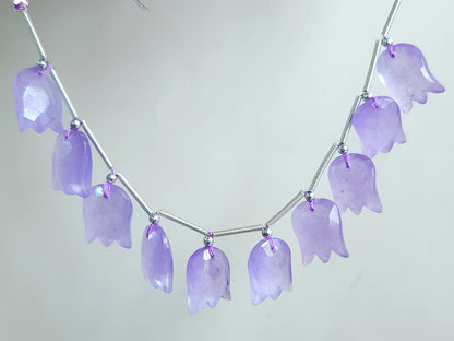 Purple Quartzite Tulip Hammered Faceted Cut Beads | Flower Briolette Beads