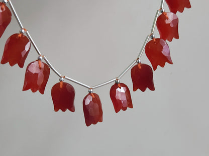 Red Quartzite Tulip Hammered Faceted Cut Beads | Flower Briolette Beads