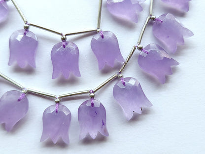 Purple Quartzite Tulip Hammered Faceted Cut Beads | Flower Briolette Beads
