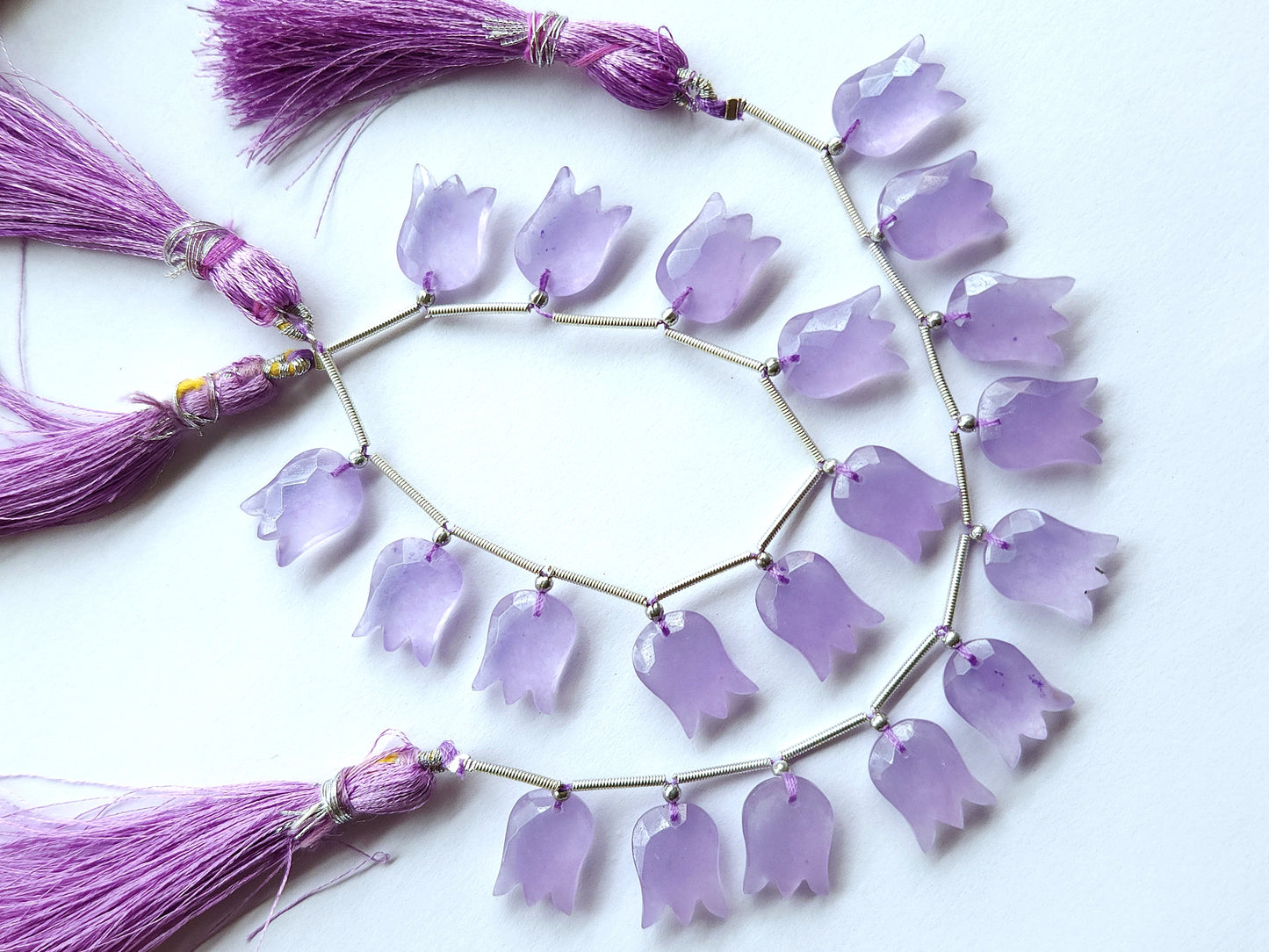 Purple Quartzite Tulip Hammered Faceted Cut Beads | Flower Briolette Beads