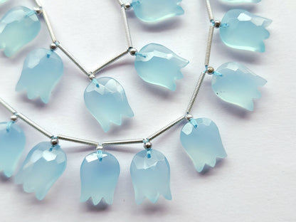 Blue Quartzite Tulip Hammered Faceted Cut Beads | Flower Briolette Beads