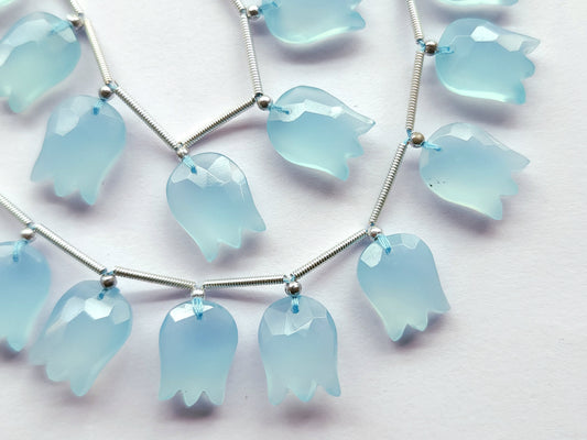Blue Quartzite Tulip Hammered Faceted Cut Beads | Flower Briolette Beads