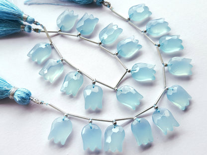 Blue Quartzite Tulip Hammered Faceted Cut Beads | Flower Briolette Beads