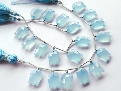 Blue Quartzite Tulip Hammered Faceted Cut Beads | Flower Briolette Beads