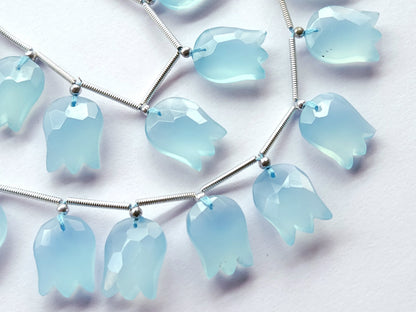 Blue Quartzite Tulip Hammered Faceted Cut Beads | Flower Briolette Beads