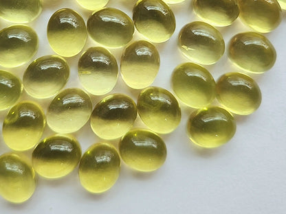 AAA Natural Lemon Quartz Oval Shape Cabochon Pair 8.5x10.5MM