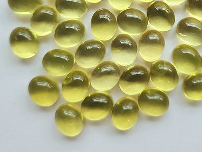 AAA Natural Lemon Quartz Oval Shape Cabochon Pair 8.5x10.5MM
