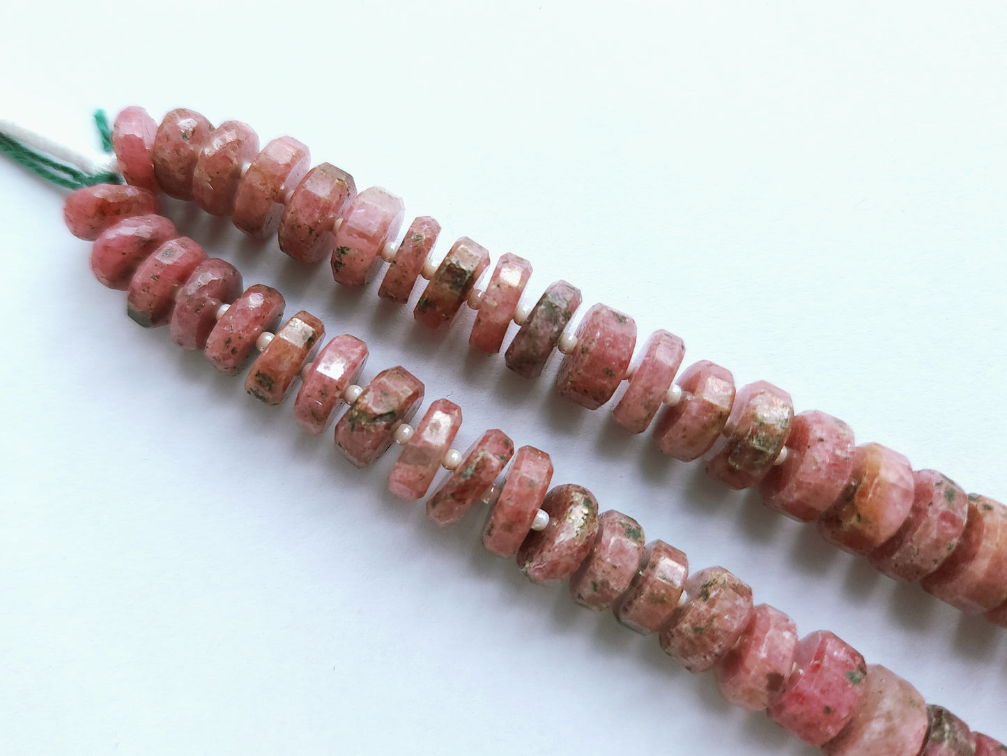 Natural Pink Rhodonite Faceted Tyre Beads