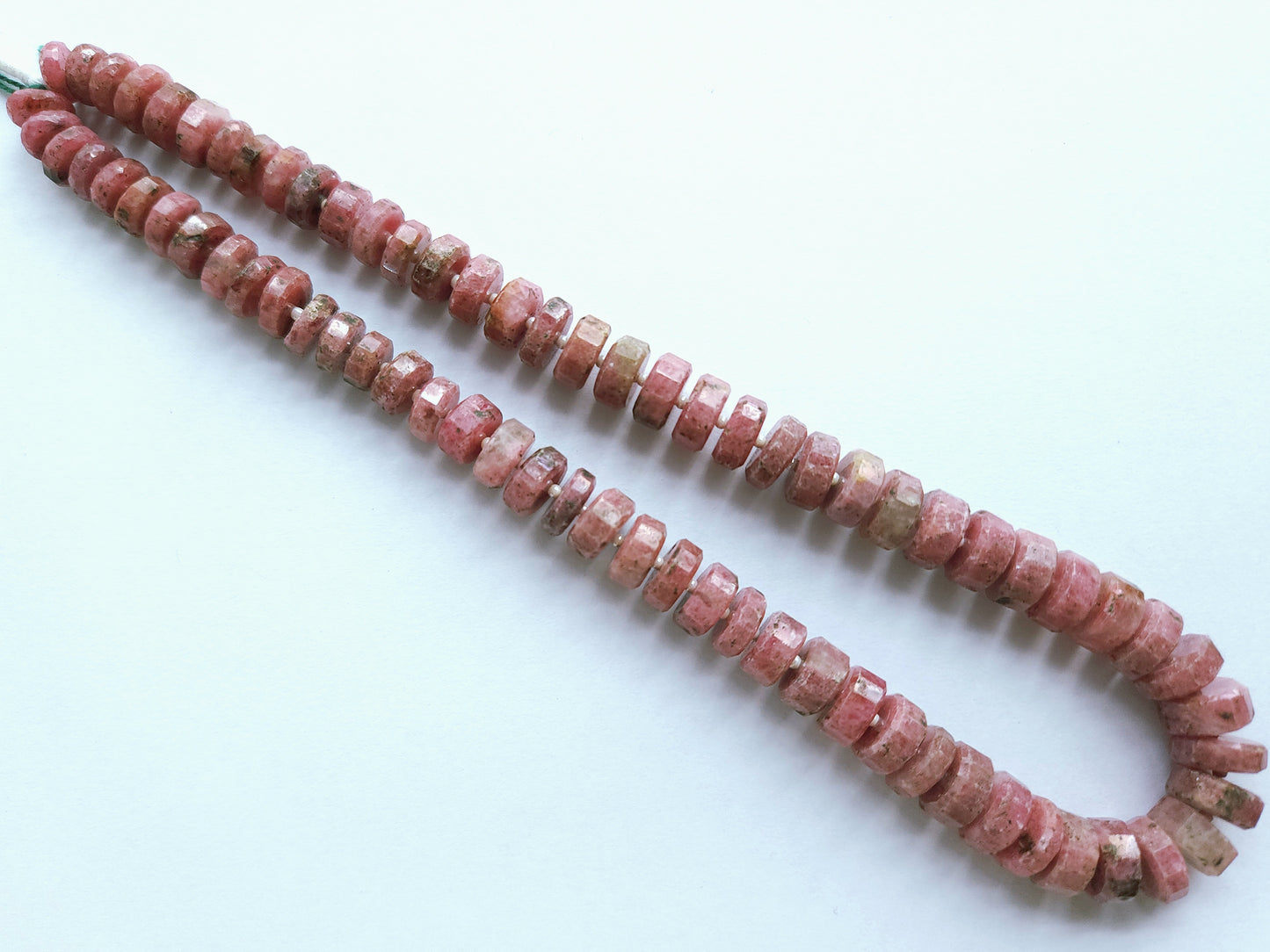Natural Pink Rhodonite Faceted Tyre Beads