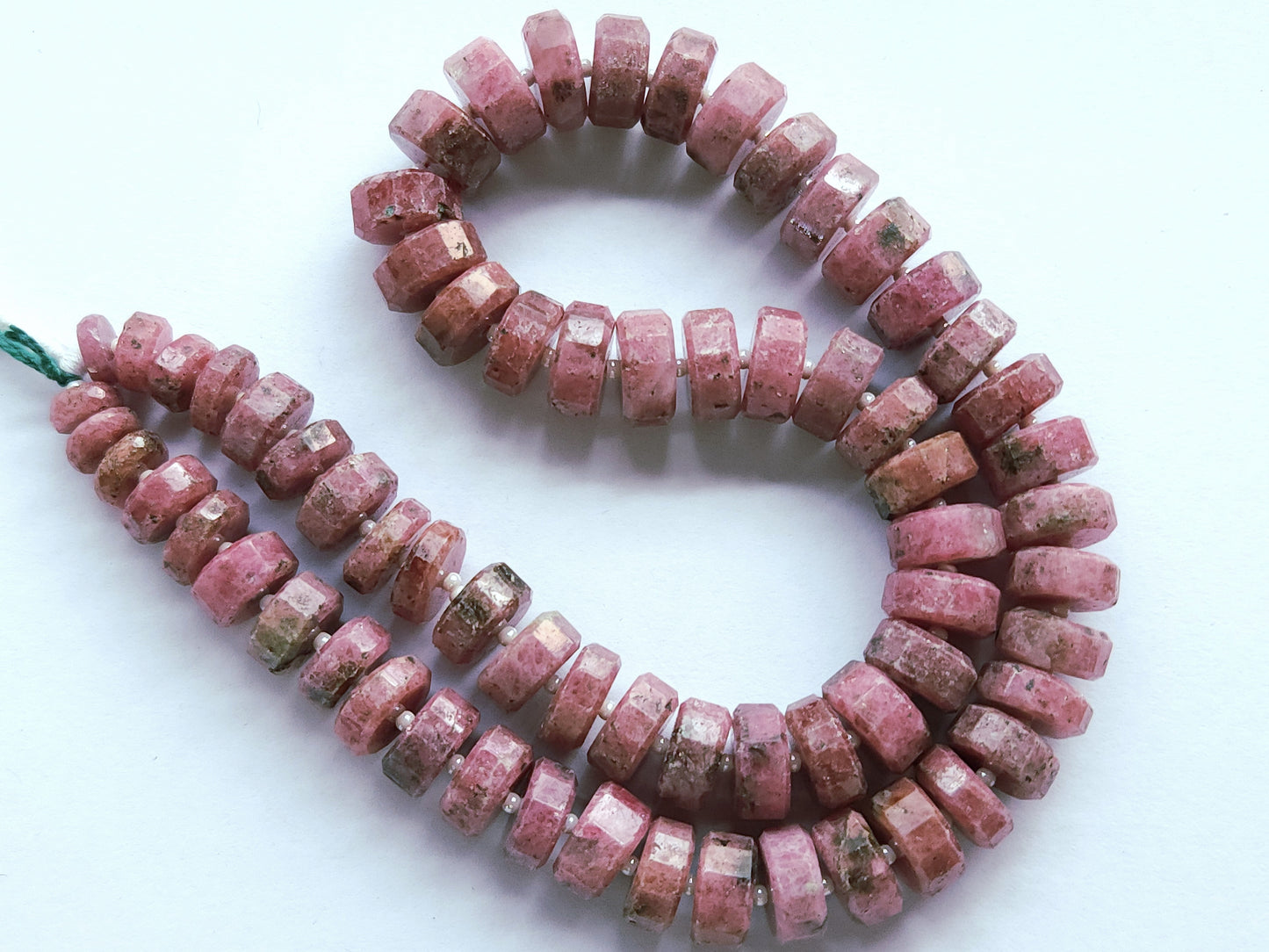 Natural Pink Rhodonite Faceted Tyre Beads