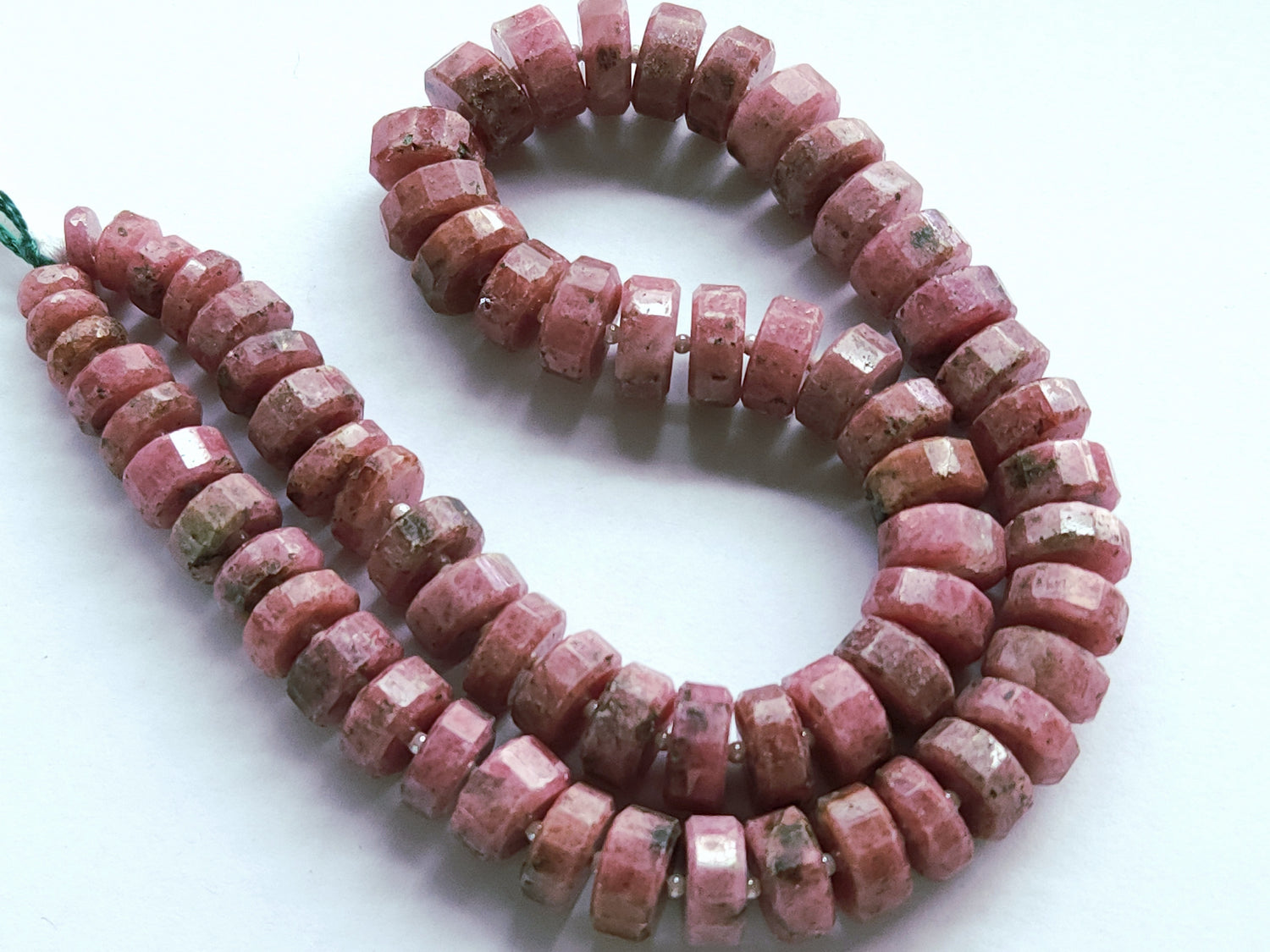 Natural Pink Rhodonite Faceted Tyre Beads| Rhodonite Beads| Faceted Beads |17 Inch | Tyre Shape Beads for Necklace & Jewelry Making Supplies