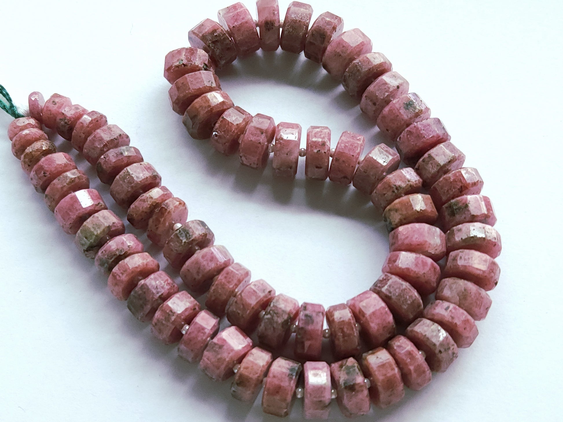 Natural Pink Rhodonite Faceted Tyre Beads| Rhodonite Beads| Faceted Beads |17 Inch | Tyre Shape Beads for Necklace & Jewelry Making Supplies