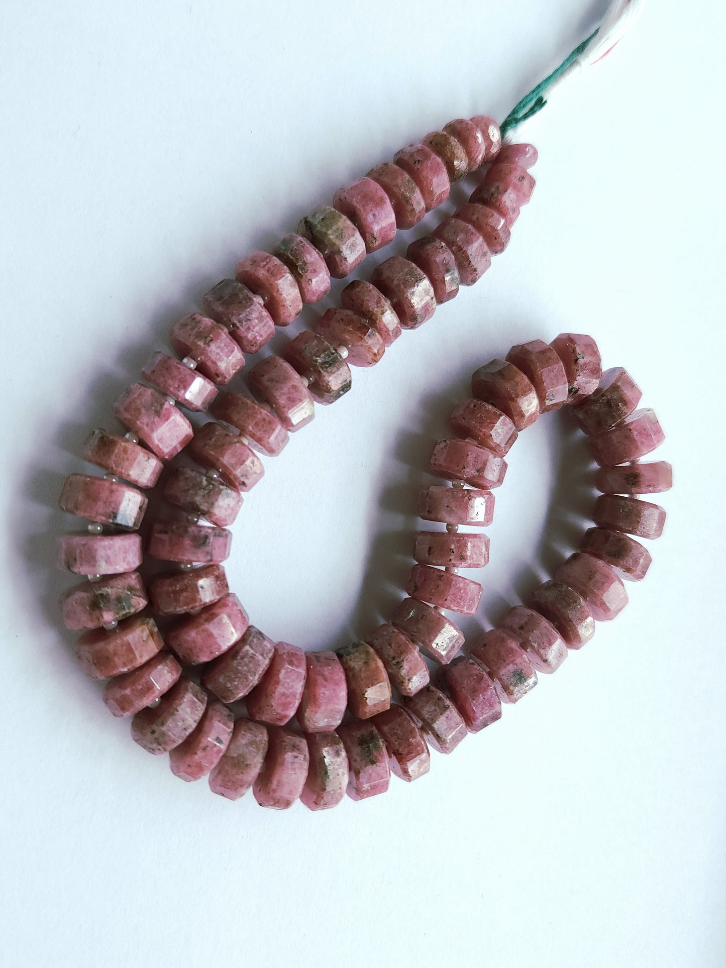 Natural Pink Rhodonite Faceted Tyre Beads