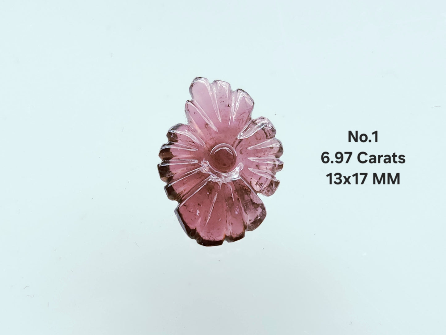 Natural Pink Tourmaline Flower Carvings For Pendants, Charms & Jewelry Making