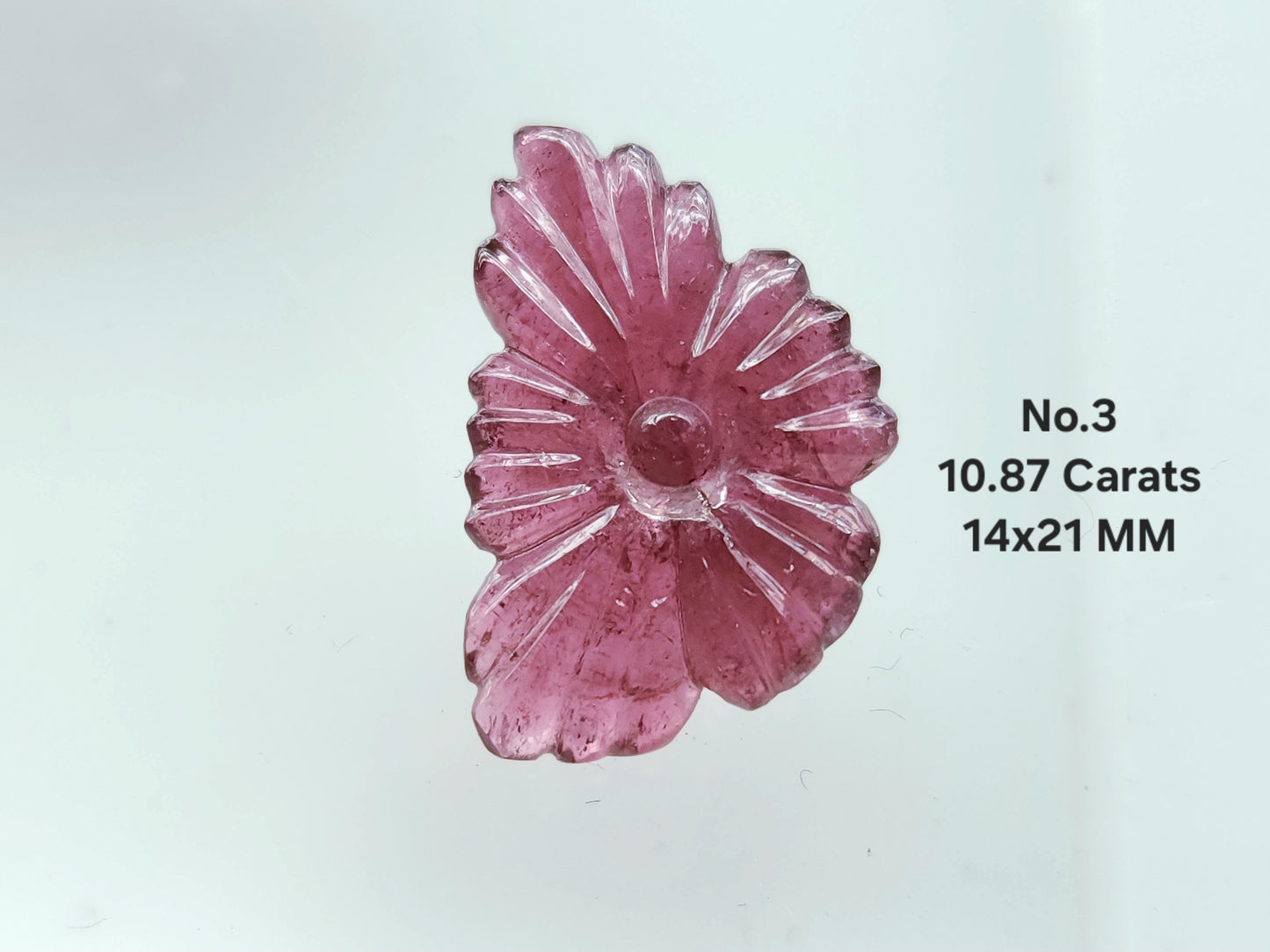 Natural Pink Tourmaline Flower Carvings For Pendants, Charms & Jewelry Making