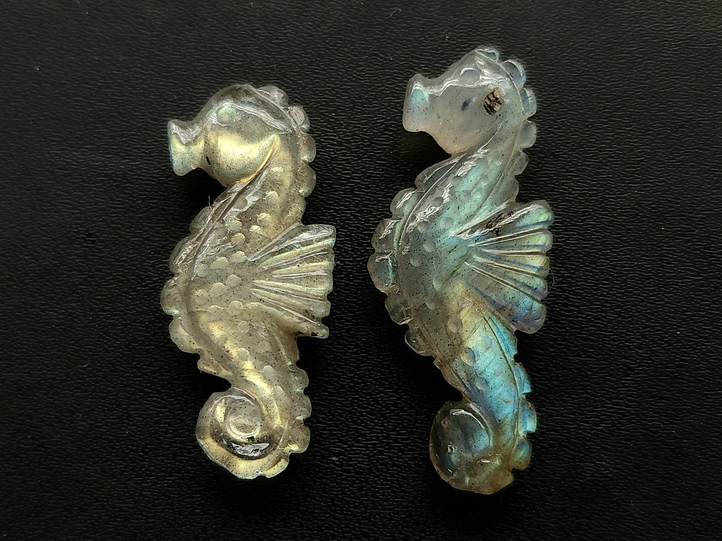 Natural Labradorite Carved Sea Horse Gemstone