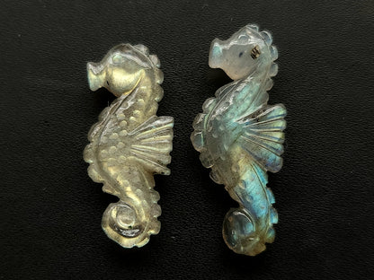 Natural Labradorite Carved Sea Horse Gemstone