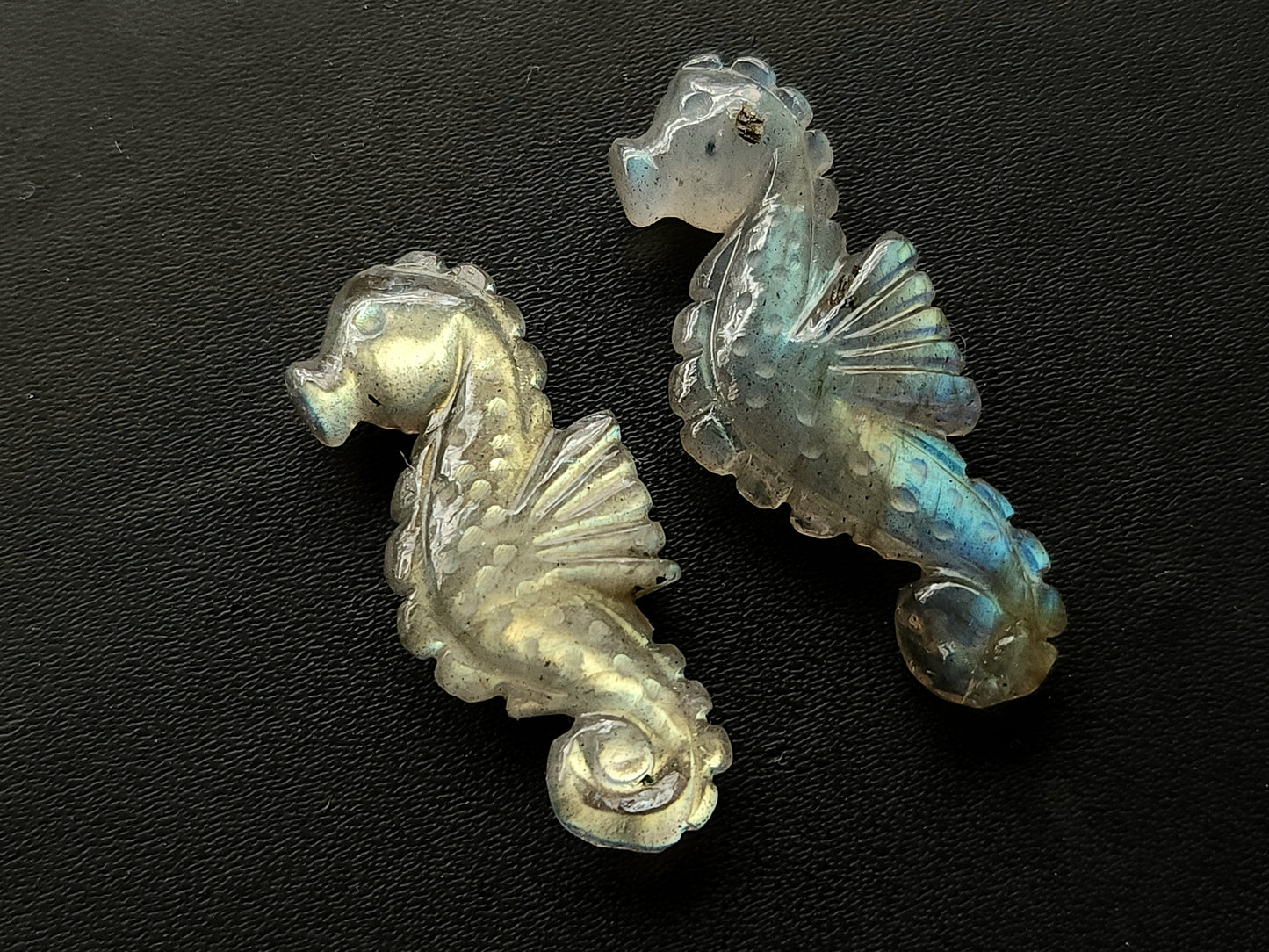 Natural Labradorite Carved Sea Horse Gemstone