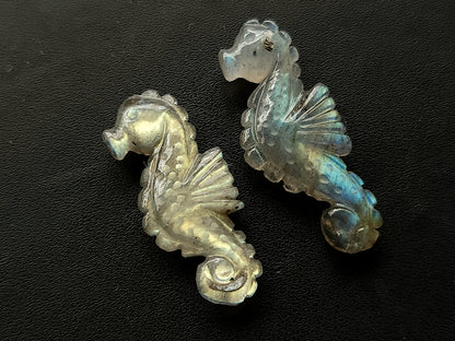 Natural Labradorite Carved Sea Horse Gemstone