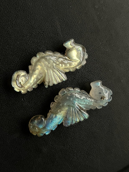 Natural Labradorite Carved Sea Horse Gemstone