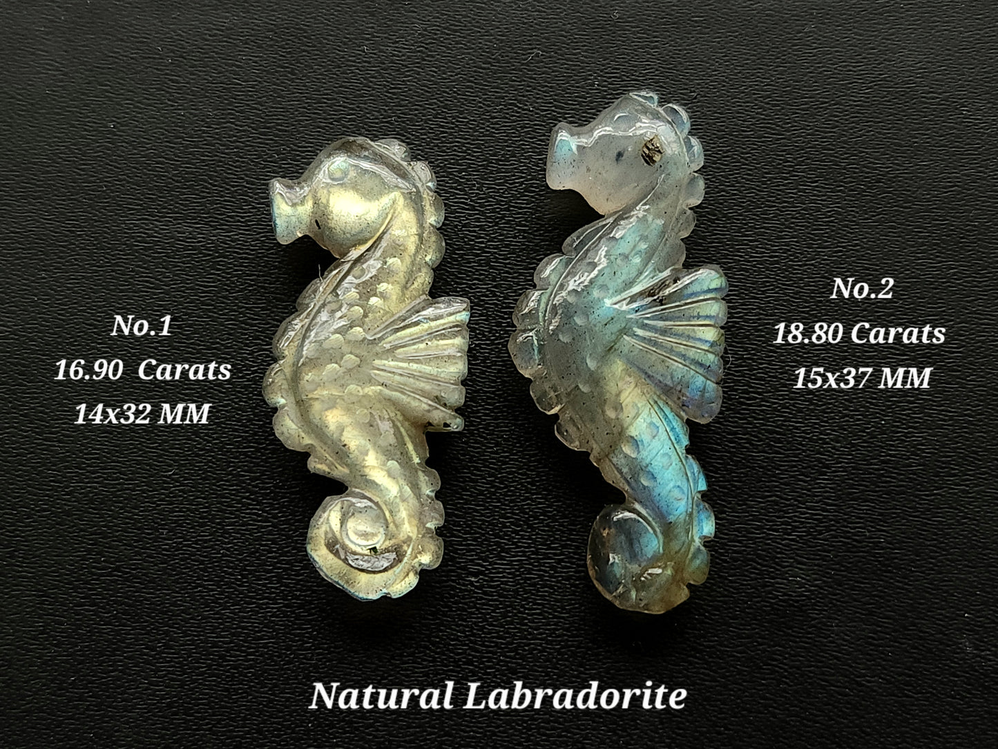 Natural Labradorite Carved Sea Horse | Labradorite Gemstone Carving | Fish Carvings Loose Carving for Pendants, Charms  & Jewelry Making