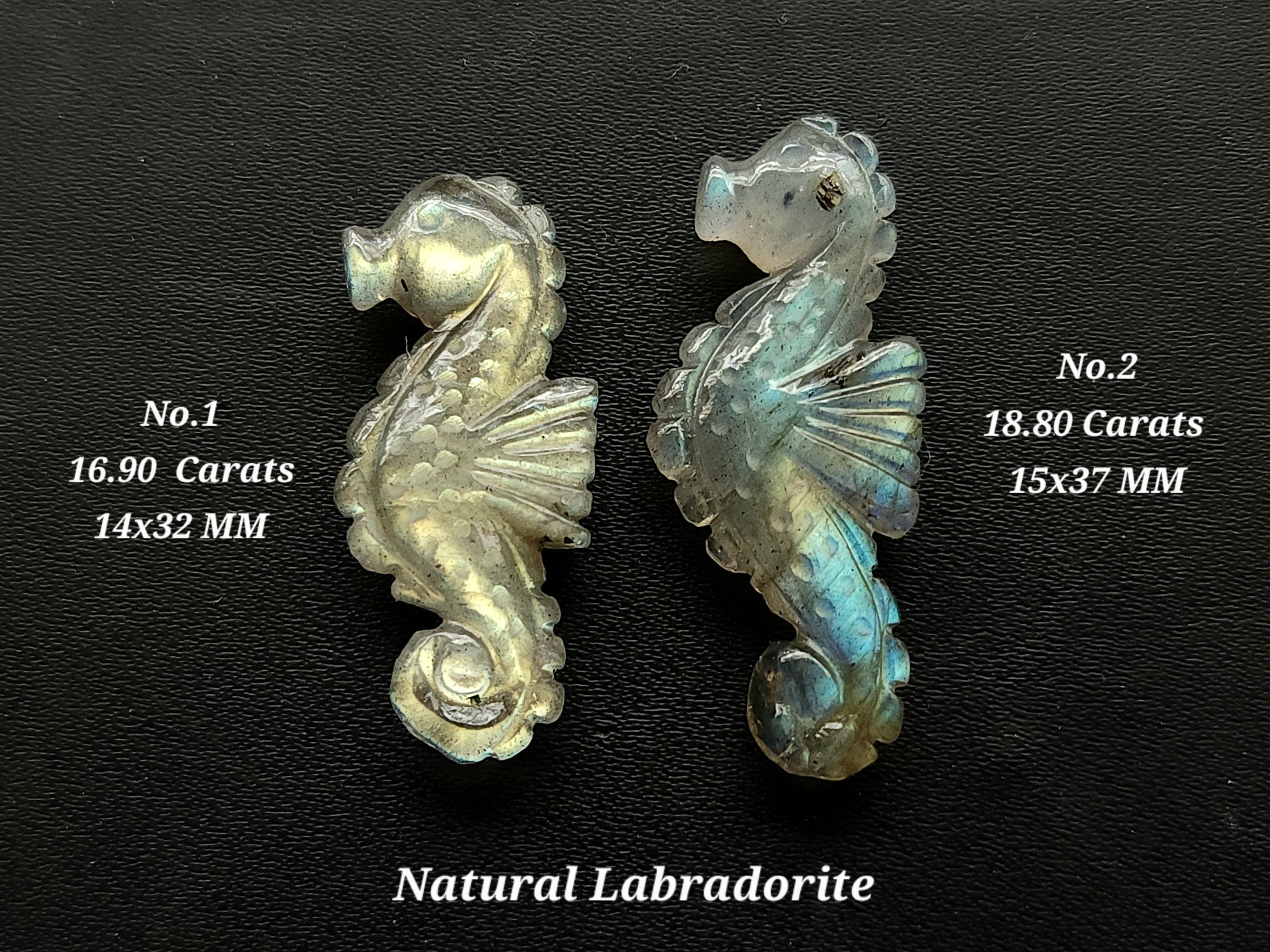 Natural Labradorite Carved Sea Horse | Labradorite Gemstone Carving | Fish Carvings Loose Carving for Pendants, Charms  & Jewelry Making