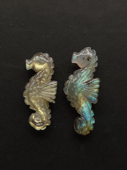 Natural Labradorite Carved Sea Horse Gemstone