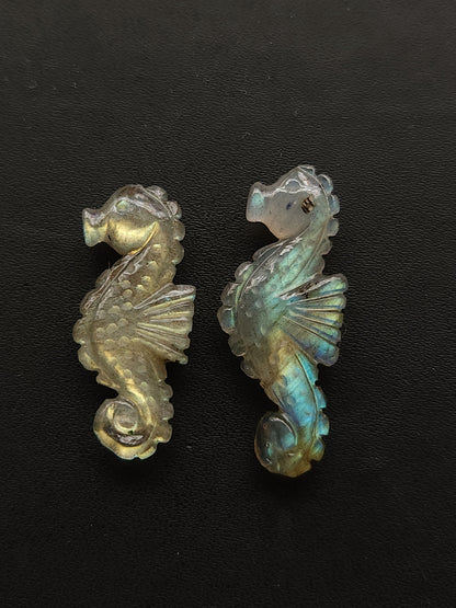 Natural Labradorite Carved Sea Horse Gemstone