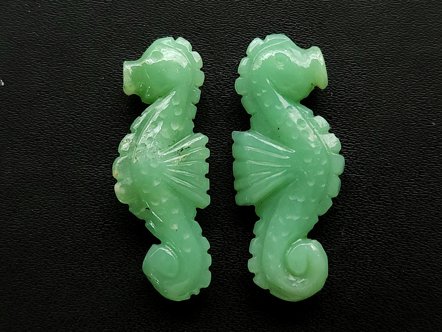 Natural Chrysoprase Carved Sea Horse Gemstone | Carved Fishes