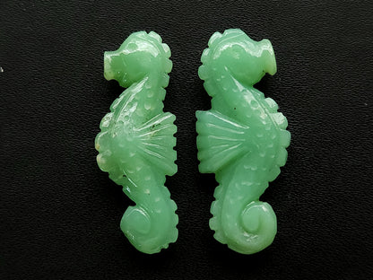 Natural Chrysoprase Carved Sea Horse Gemstone | Carved Fishes