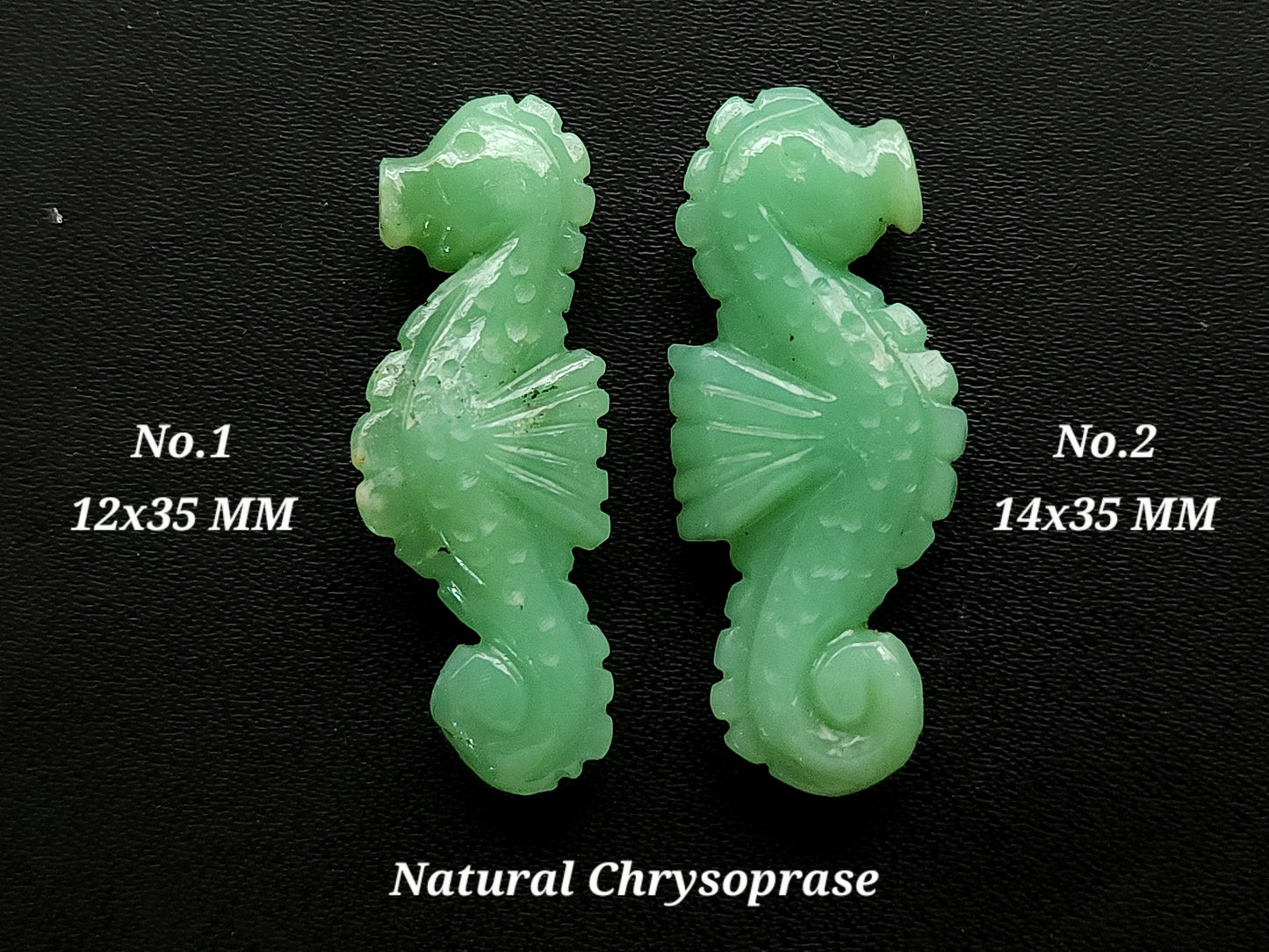 Natural Chrysoprase Carved Sea Horse | Chrysoprase Gemstone Carving | Fish Carvings | Loose Carving for Pendants, Charms & Jewelry Making