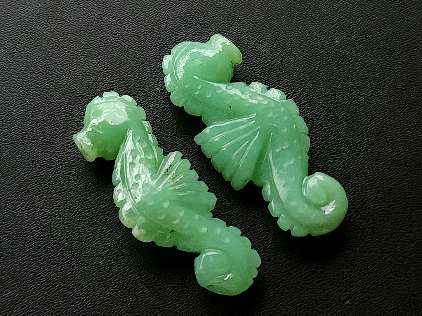 Natural Chrysoprase Carved Sea Horse Gemstone | Carved Fishes