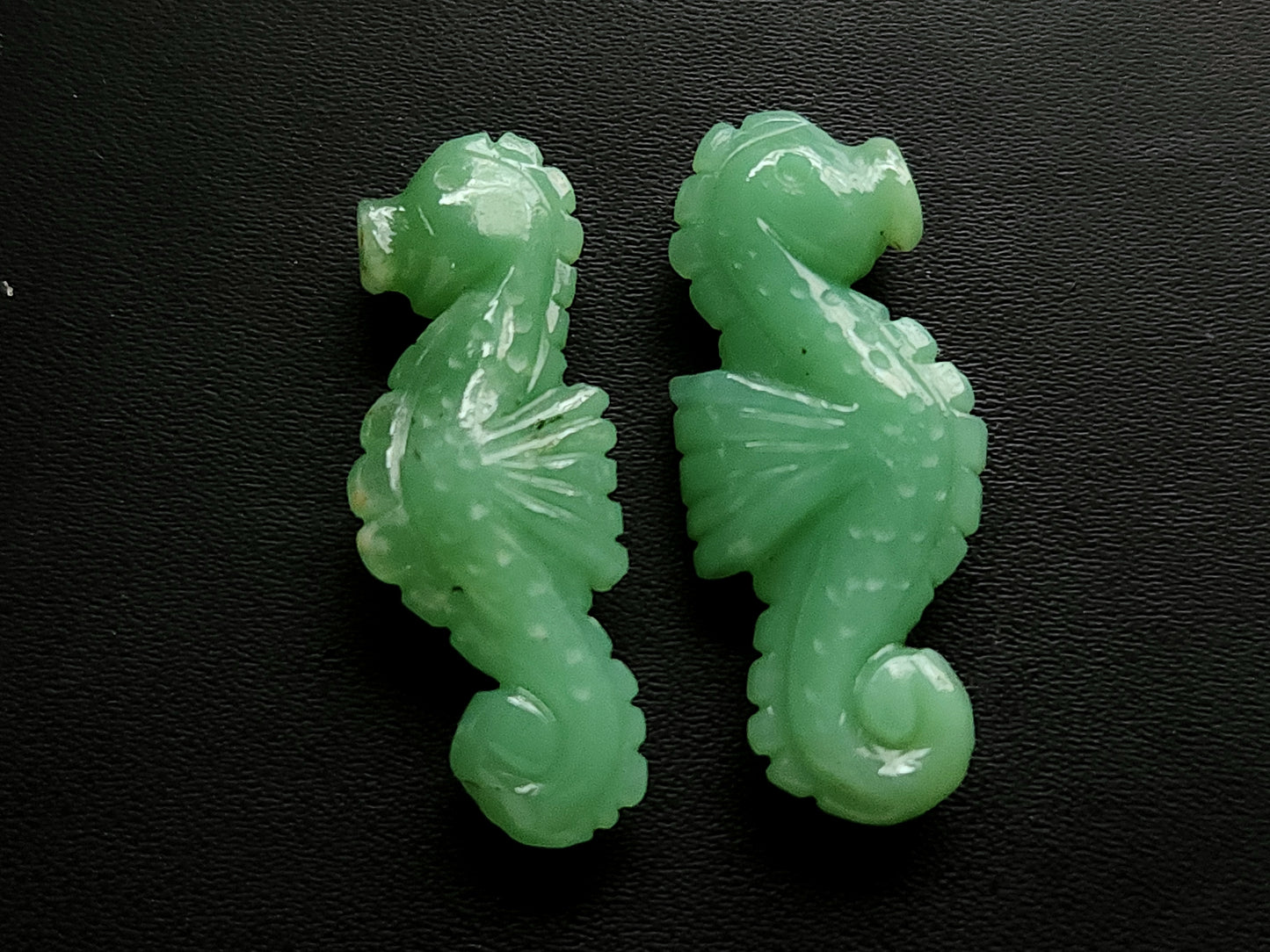 Natural Chrysoprase Carved Sea Horse Gemstone | Carved Fishes