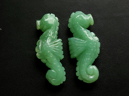 Natural Chrysoprase Carved Sea Horse Gemstone | Carved Fishes