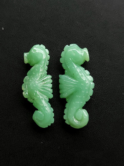 Natural Chrysoprase Carved Sea Horse Gemstone | Carved Fishes