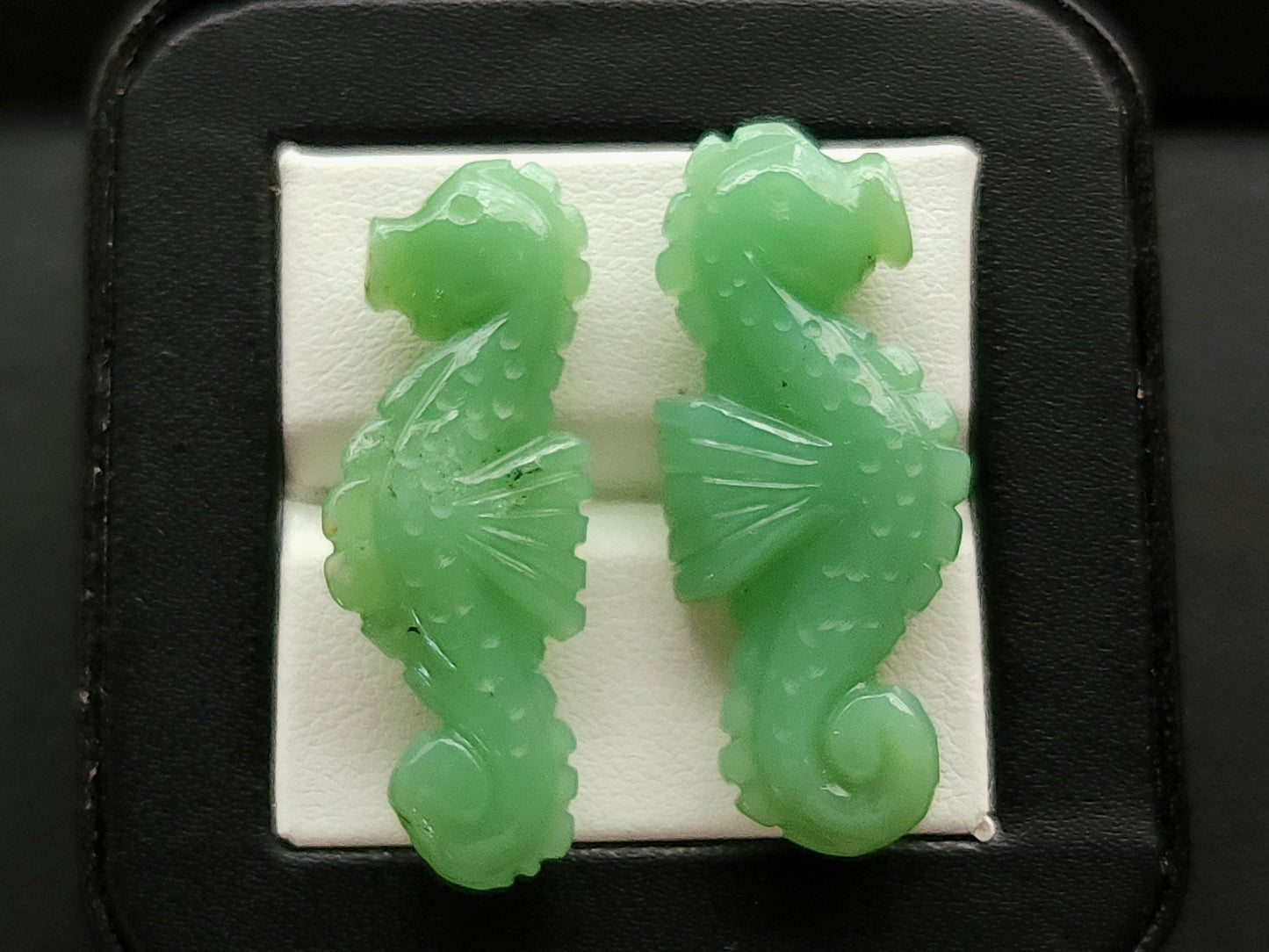 Natural Chrysoprase Carved Sea Horse Gemstone | Carved Fishes