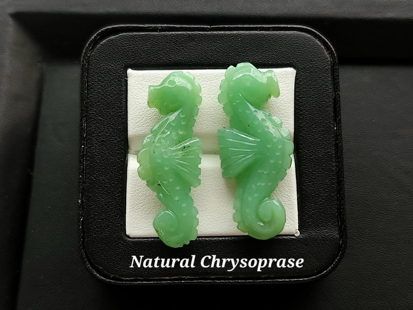 Natural Chrysoprase Carved Sea Horse Gemstone | Carved Fishes
