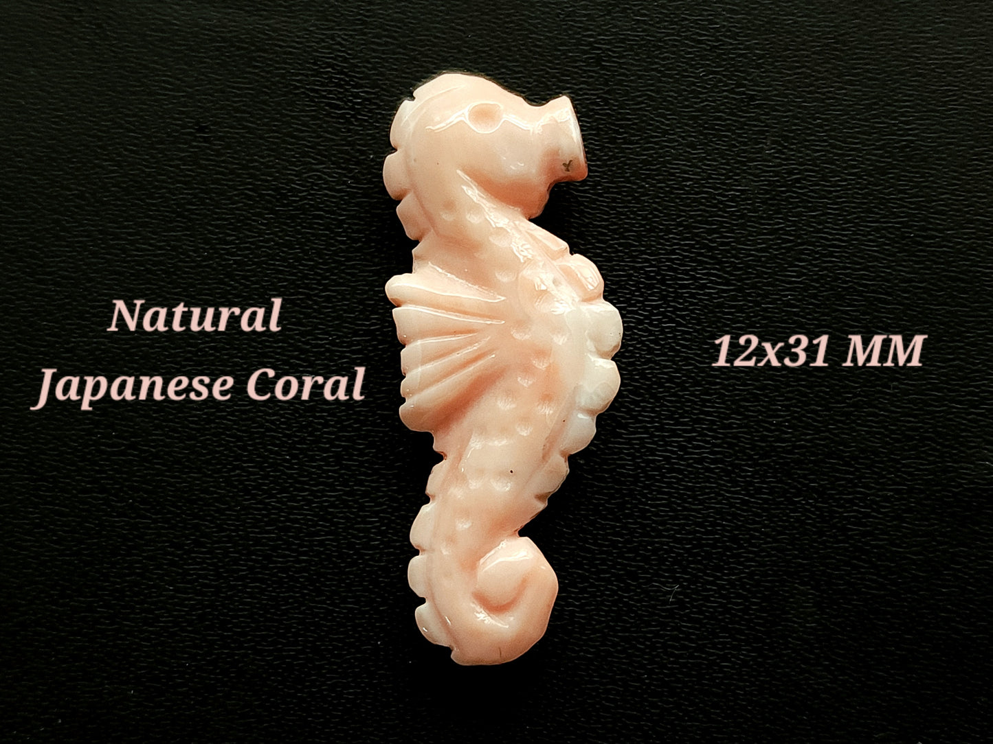 Genuine Coral Sea Horse Carvings | Natural Pink Japanese Coral Gemstone Carving | Fish Carving for Pendants, Charm & Jewelry Making