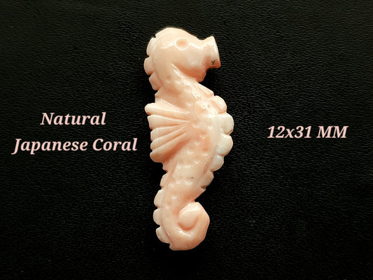 Genuine Coral Sea Horse Carvings | Natural Pink Japanese Coral Gemstone Carving | Fish Carving for Pendants, Charm & Jewelry Making