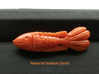 Natural Italian Coral Fish Carvings | Red Coral Gemstone Carvings