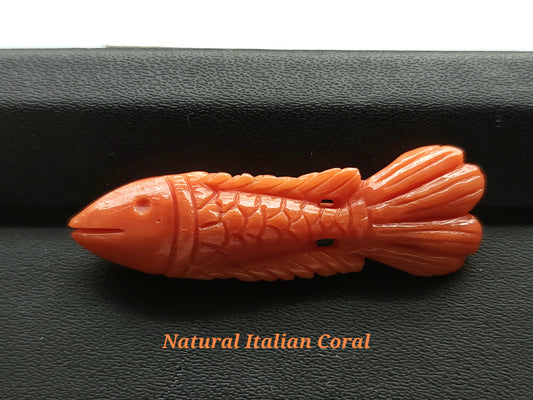Natural Italian Coral Fish Carvings | Red Coral Gemstone Carvings