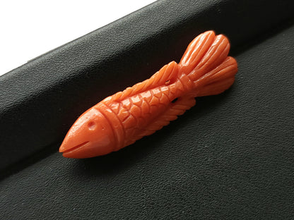 Natural Italian Coral Fish Carvings | Red Coral Gemstone Carvings