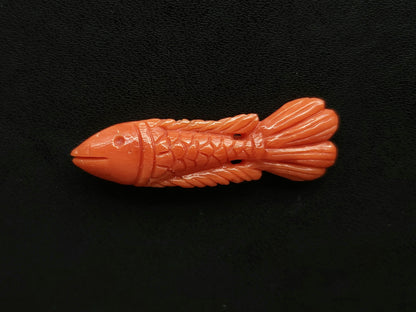 Natural Italian Coral Fish Carvings | Red Coral Gemstone Carvings