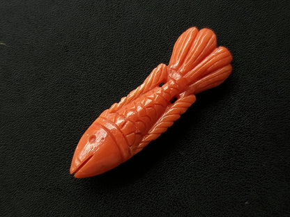 Natural Italian Coral Fish Carvings | Red Coral Gemstone Carvings