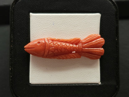 Natural Italian Coral Fish Carvings | Red Coral Gemstone Carvings